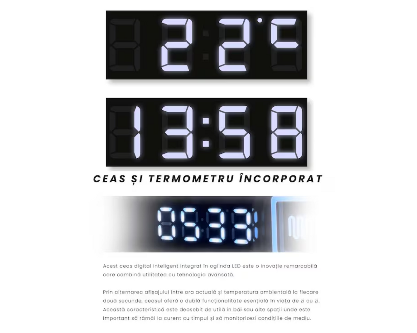 Oglinda LED Colectia Marcello Funghi Dreptunghiulara, cu Functie Dezaburire si Sistem Touch, Rama Aurie, model W10/60x80cm