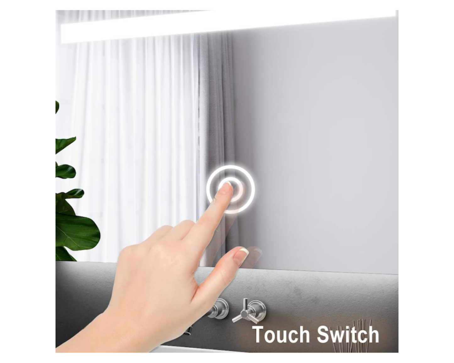 Oglinda LED Rotunda Anitta, din Colectia Marcello Funghi, cu Functie Dezaburire si Sistem Touch, Auriu Gold E04 70x70cm