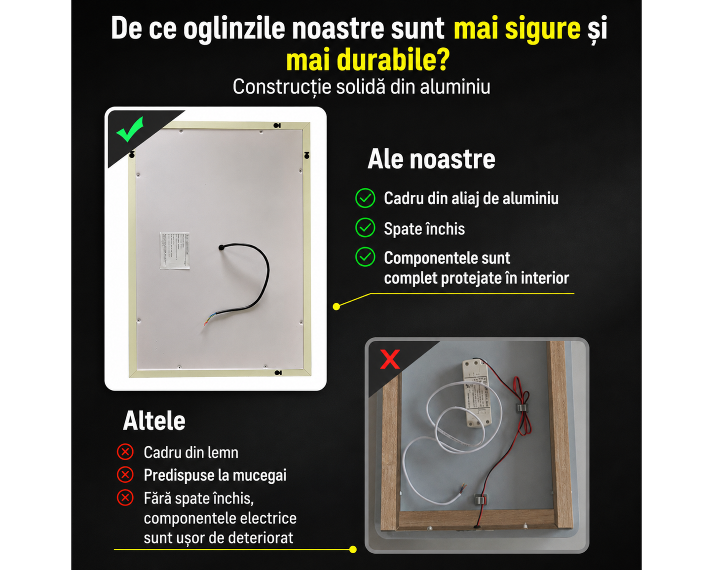 Oglinda LED Dreptunghiulara, cu Functie Dezaburire, Lupa Cosmetica si Sistem Touch, Colectia Marcello Funghi, W05 60x80cm