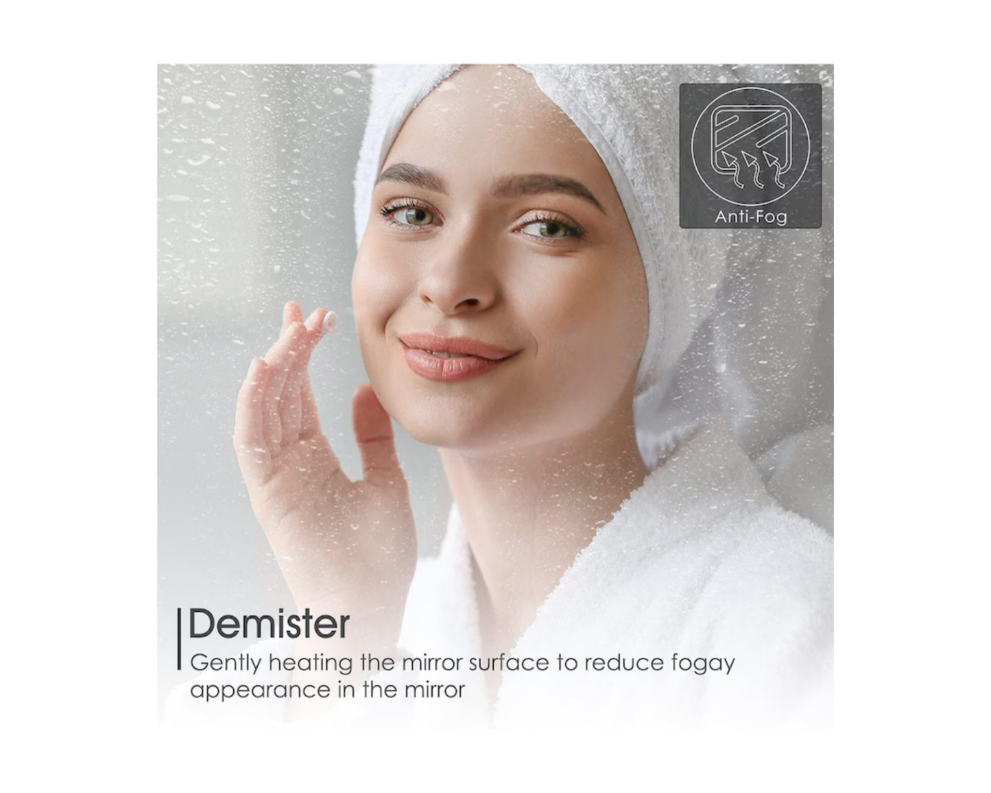 Oglinda LED Rotunda Anitta, din Colectia Marcello Funghi, cu Functie Dezaburire si Sistem Touch, Auriu Gold E04 70x70cm