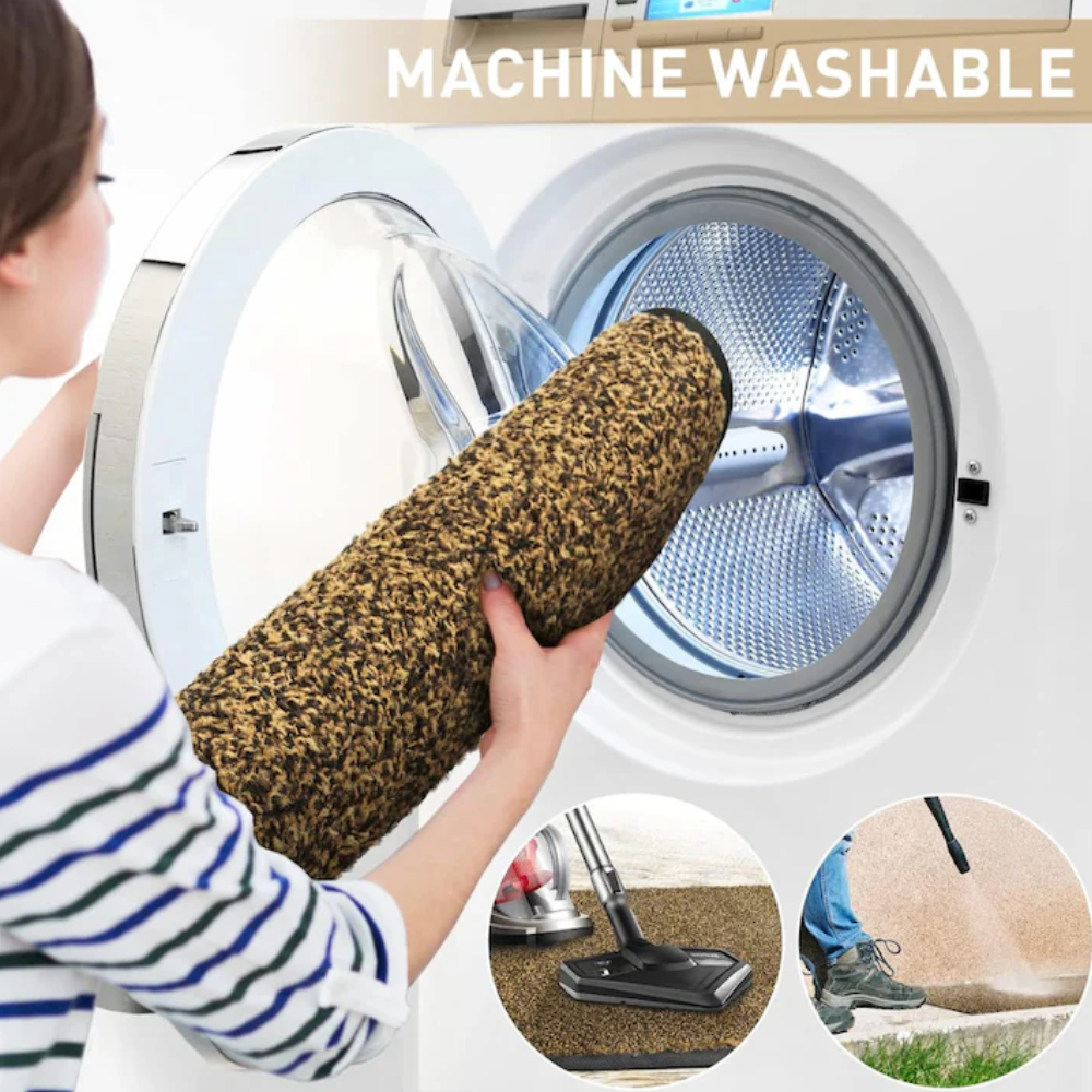 Covoras intrare antiderapant -mocheta si cauciuc- maro - 90x150cm