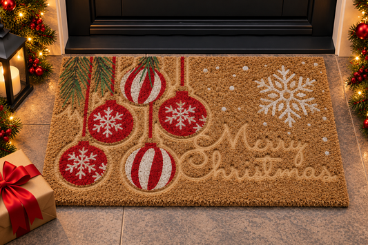 Covoras intrare Craciun, fibra cocos si cauciuc, DM 139, Merry Christmas, 75x45 cm