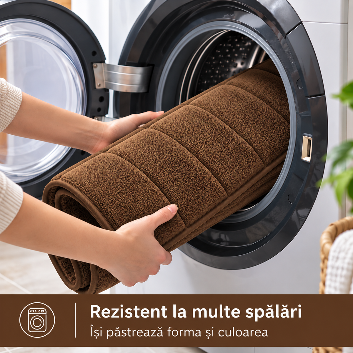 Covorase de Baie ®OPTIMDEKO, Spuma cu Memorie, 80x50 cm + 50x40 cm, Suprafata Moale si Absorbanta, Antiderapante, Lavabile, pentru Baie si WC, Maro