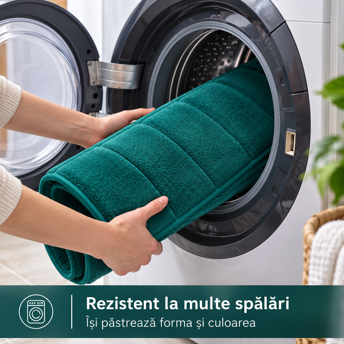 Covorase de Baie ®OPTIMDEKO, Spuma cu Memorie, 80x50 cm + 50x40 cm, Suprafata Moale si Absorbanta, Antiderapante, Lavabile, pentru Baie si WC, Verde